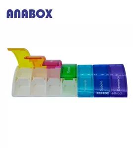 Anabox portapillole settimanale scomparti vari colori, porta pillole 7 scomparti - Foto 1 di 2