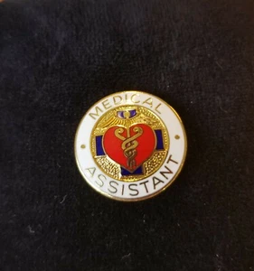 Nursing School Pin: MEDICAL ASSISTANT - Gold with Red, White & Blue Enamel - Picture 1 of 5