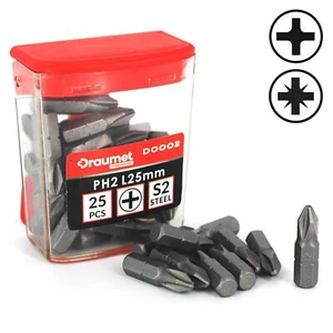 25 Kreuzschlitz Bits PH1 PH2 PH3 PZ1 PZ2 PZ3 Schraubendreher Bit Auswahl Set - Bild 1 von 10