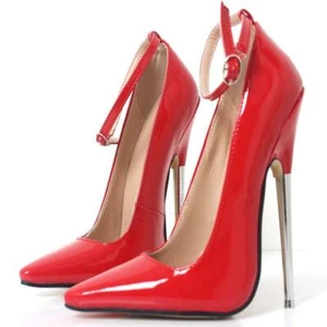 Scarpe décolleté sexy donna a punta tacco alto 18 cm cinturino alla caviglia festa  - Foto 1 di 10