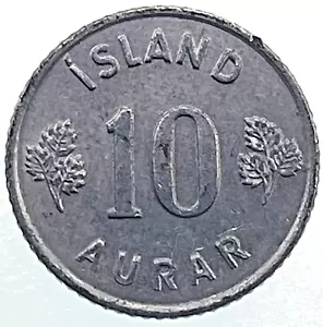 World Coin: 1971 Iceland - 10 Aurar - Circulated (SKU 361) - Picture 1 of 4