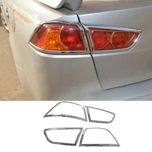 For Mitsubishi Lancer Evolution 2007-2017 Chrome Rear Tail Light Lamp Cover Trim - Picture 1 of 9