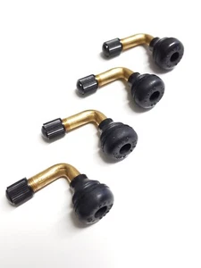 4x SNAP IN TYRE VALVE 90 DEGREE BRASS RUBBER MOTORCYCLE - Picture 1 of 1