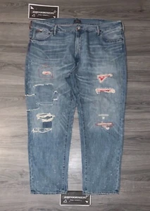 POLO RALPH LAUREN Big Tall Varick Slim Straight Red Bandana Distress Jeans - Picture 1 of 15