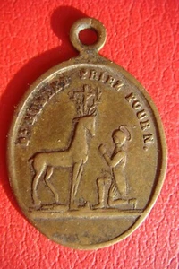 ANTIKER MEDAILLENANHÄNGER S. HUBERT Schutzpatron der Jäger XIX. JAHRHUNDERT BRONZE HEILIGER SEGEN - Bild 1 von 23