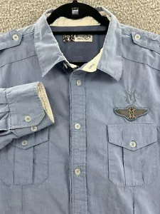 Camisa Monoarchy Para Hombre XL Rayas Azules Y2K Grunge Abotonada Manga Larga LEER - Imagen 1 de 22