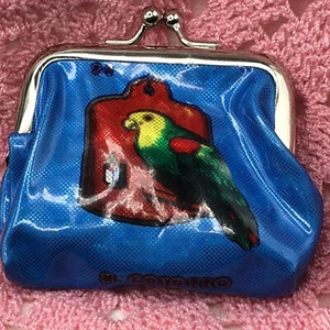 Mexican Loteria Coin Purse Monedero Snap Close KissLock EL COTORRO Retro Blue - Picture 1 of 8