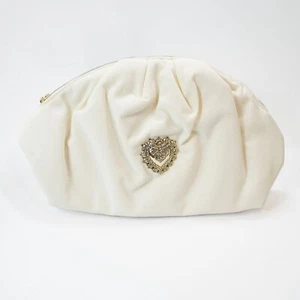 Dolce & Gabbana Devotion Domed Pouch Clutch Zip Bag Large Purse Cream Ivory D&G - Picture 1 of 6