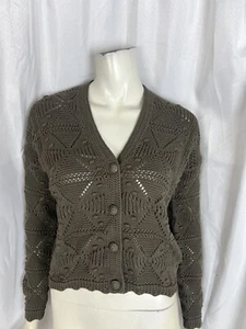 cotton by Autumn Cashmere size XS popcorn tile stitch v cardigan sweater NEW - Picture 1 of 7