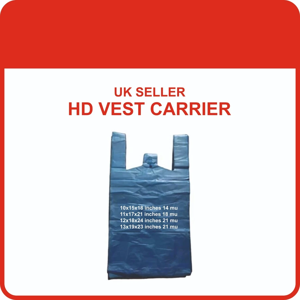 Plastic carry bags blue white all sizes supermarkets shops - Image 1 of 1