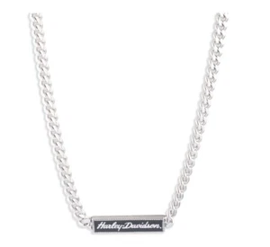 Harley Davidson Women's Signature Logo Nameplate Necklace Sterling 34N00179 - Picture 1 of 2