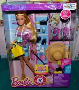 NIB 2015 PINK PASSPORT TRAVEL BARBIE DOLL SHE COMES WITH LUGGAGE & ACCESSORIES! - Picture 1 of 12