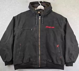 Snap On Jacket Men's 3XL Black Quilted Hooded Heavy Canvas Distressed Workwear - Picture 1 of 18