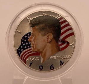 1964 John F Kennedy, Colorized HALF DOLLAR, Sealed & Original Box - Picture 1 of 3