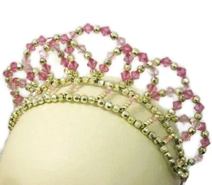 PINK GOLD Ballet TIARA Handmade Beaded Headpiece for Classical Dance - Picture 1 of 6