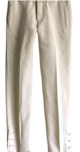 Roberto Cavalli Silk Blend Pants Button Ankles Welt Pockets Zip Beige 38 New - Picture 1 of 12