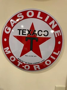 Metal Texaco Gasoline & Motor Oil 15 3/4" Dome  Sign USA - Picture 1 of 5