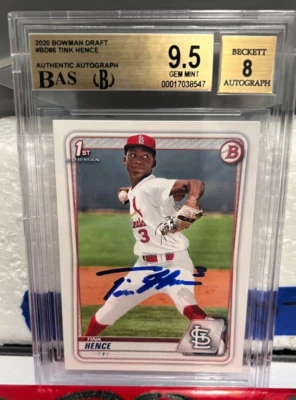 2020 Bowman Chrome Draft #BD-86 Card Auto Tink Hence BGS Slabbed 9.5/8 Auto GEM - Image 1 of 2