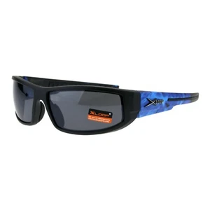 Xloop Mens Sunglasses Wrap Around Rectangular Biker Flame Design - Picture 1 of 30