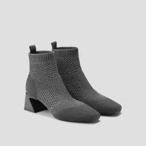 Vivaia Square-Toe Perforated Heeled Boots (Melissa) GRAU UK 8 (42) LESEN - Bild 1 von 8