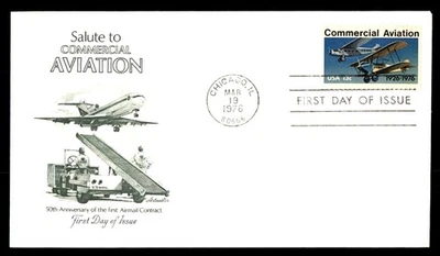 Mayfairstamps US FDC 1976 Illinois commercial aviation anniversary First Day Cov - Image 1 of 2