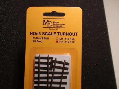 Micro- Engineering 15-106 HOn3 TURNOUT RH #6 frog Code 70 BIGDISCOUNTTRAINS - Image 1 of 4