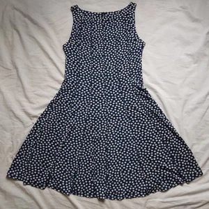 GLAMOUR Dress Sleeveless Blue White Pleated Fit And Flare Retro Womens Size 10P - Picture 1 of 12
