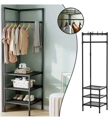 Appendiabiti ad angolo con ripiani in alluminio, abbendiabiti per la casa STEND - Immagine 1 di 4