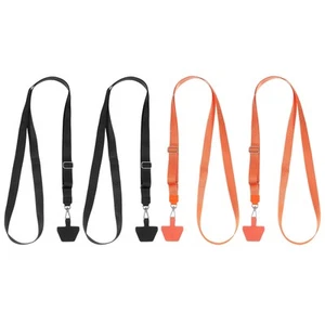 4Pcs Smart Phone Lanyard with 4 Patches, Black/Orange (73-50cm) - Zdjęcie 1 z 6