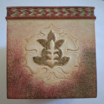 Винтажный Croscill ткани коробка чехол Southwest красный бордовый зеленый зигзагообразный отделки - Изображение 1 из 4