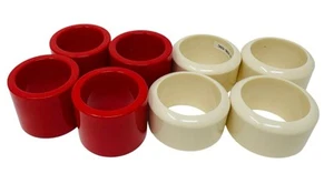 8 ANELLI TOVAGLIOLI ROTONDI - 4 AVORIO/4 ROSSO, MADE IN HONG KONG - Foto 1 di 7