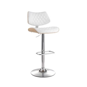 Artiss Bar Stools Kitchen Dining Chairs Gas Lift Stool Wooden Leather White - Picture 1 of 7