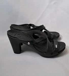 Crocs Cyprus IV Black Heels Shoes Comfort Women’s Size 8 - Picture 1 of 11