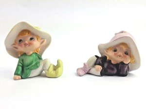 Vintage Homco Keramik Elfe Elfen Figuren Wichtel Pixies Feen Fantasy Paar #A - Bild 1 von 8