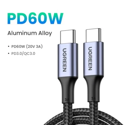 UGREEN 100W USB Type C To USB C Cable PD 5A Fast Charge iPhone Samsung Macbook - Image 1 of 4