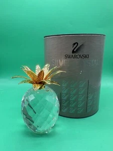 Swarovski Crystal Pineapple Gold Gilt Leaf 7507 105001 Austria in Original Box - Picture 1 of 12