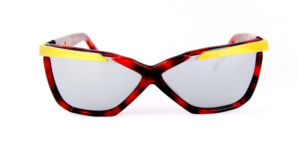 Gafas de sol rectangulares borgoña con lentes espejadas de diseñador italiano Roberto Capucci 302 Foto 1 de 1