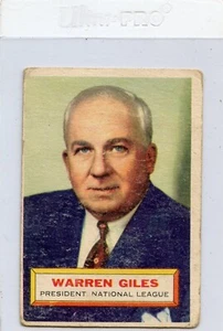 1956 Topps Warren Giles Presidente Liga Nacional #2 Blanco ⭐️💥🎯 En muy buena condición - Imagen 1 de 2