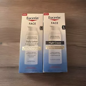 Eucerin Loción Diaria Hidratación Inmersiva Facial y Crema de Noche 2.5oz cada una NUEVA - Imagen 1 de 4