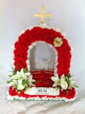 Artificial Silk Funeral Flower Gates of Heaven Tribute Memorial Wreath Grave