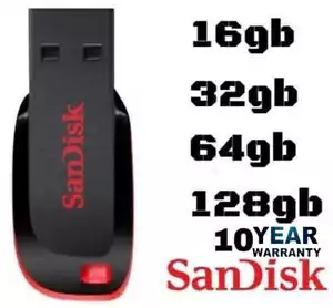 More details for sandisk cruzer blade usb 16gb 32gb 64gb 128gb 2.0 flash drive memory stick