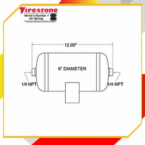 Tanque de aire Firestone Ride Rite 9125 1 galón 6 in. Dia. 12 in. Longitud 150 PSI max - Imagen 1 de 1