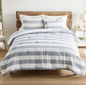 Sonoma Stillwater Striped Gauze Comforter Set, Blue/White, Full/Queen - Picture 1 of 6