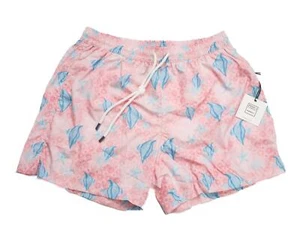 Fedeli $ 235 Neu mit Etikett pink blau Wassermuster schmale Madeira nachhaltige Badehose L - Bild 1 von 5