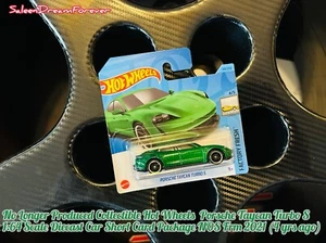 HOT WHEELS PORSCHE TAYCAN TURBO S GREEN DIECAST 1:64 CAR NOS SHORT CARD - Picture 1 of 5
