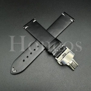18 19 20 21 22 MM Genuine Leather Vintage Oil Watch Band Strap Fits Citizen BLK - Picture 1 of 20