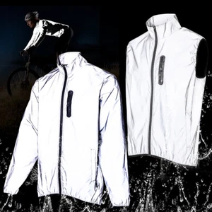 Men's High Visibility Reflective Vest Cycling Waterproof Jacket Running Coat - Picture 1 of 18