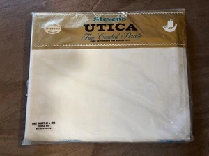 Vintage STEVENS UTICA Flat Double Bed Sheet Fine Combed Percale USA 81x108 White - Picture 1 of 3