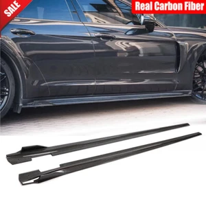 Fit For Porsche Panamera 2017-20 Carbon Fiber Side Skirts Extension Lip Spoiler - Picture 1 of 14