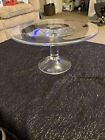 Krosno Poland Clear Glass Cake Stand Pedestal Serving Stand 6 in. Tall 11 2/8 Wd
